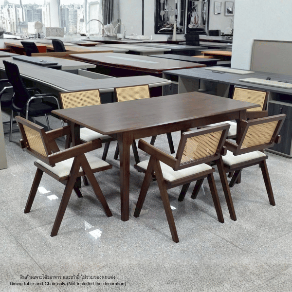 ชุดโต๊ะอาหารไม้ 6 ที่นั่ง WISDOM DESIGN FURNITURE รุ่น YUKI 170 ซม. สีวอลนัท